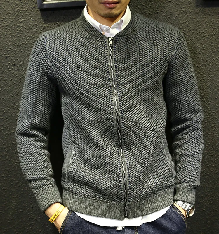 Men's Autumn/Winter Warm Knitted Zipped Slim Cardigan