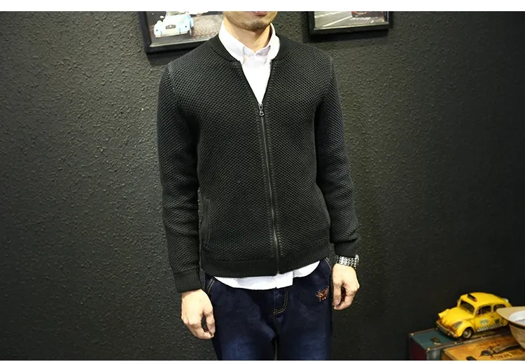 Men's Autumn/Winter Warm Knitted Zipped Slim Cardigan