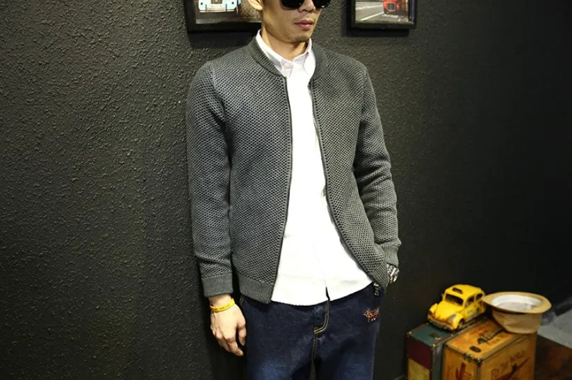 Men's Autumn/Winter Warm Knitted Zipped Slim Cardigan