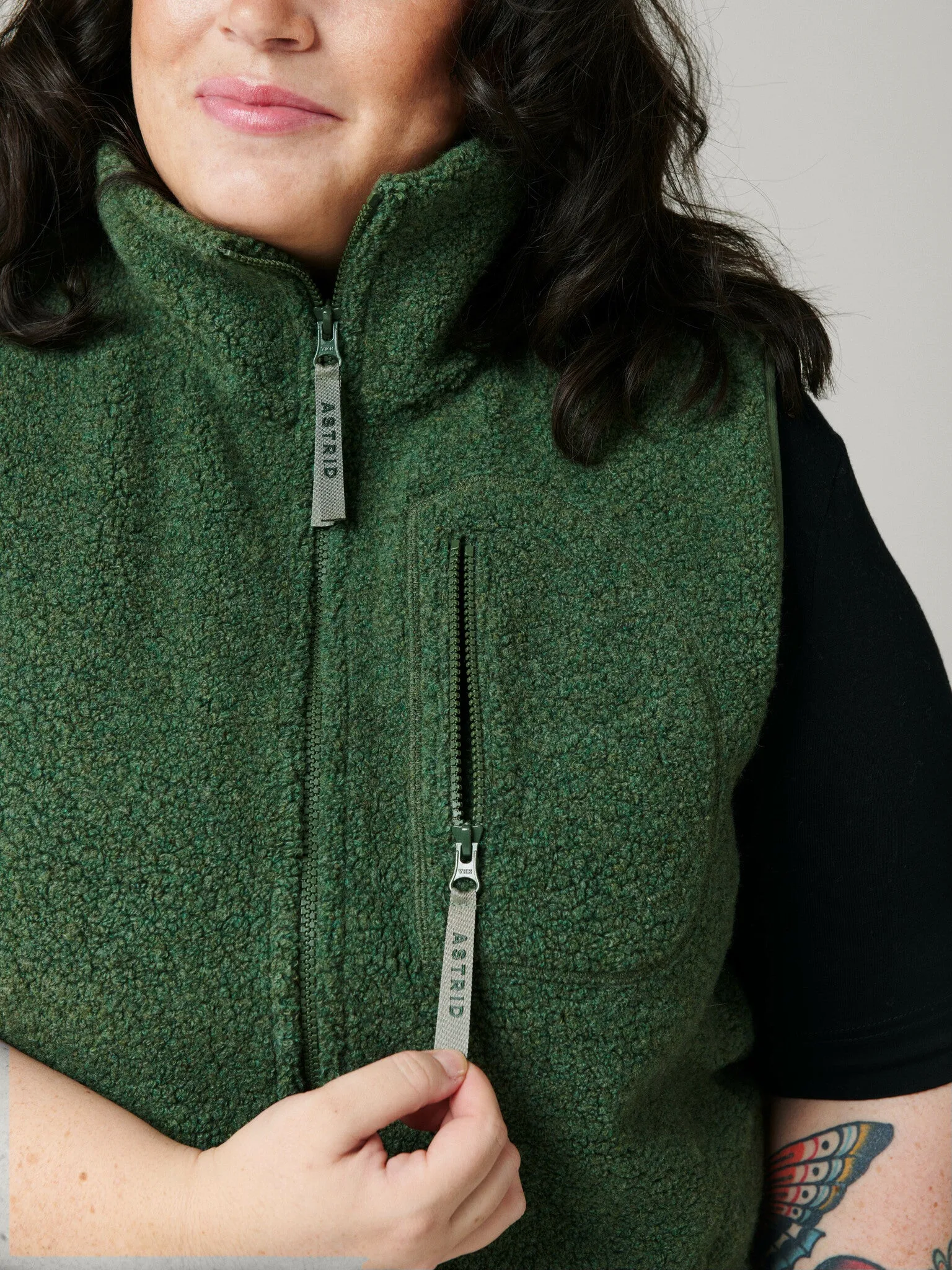 Minna Wool Fleece Vest Green