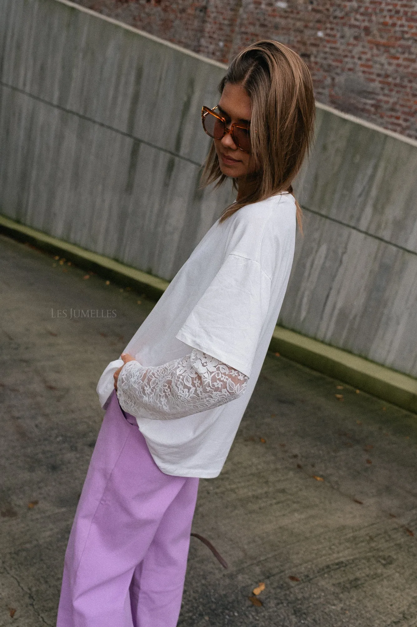 Morgane LS lace shirt white