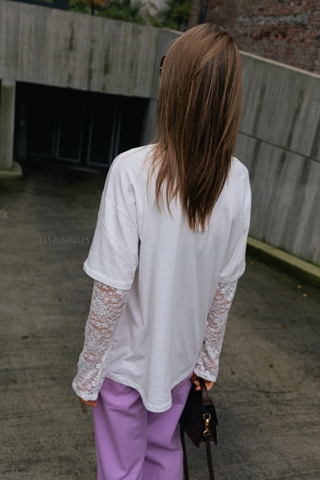 Morgane LS lace shirt white