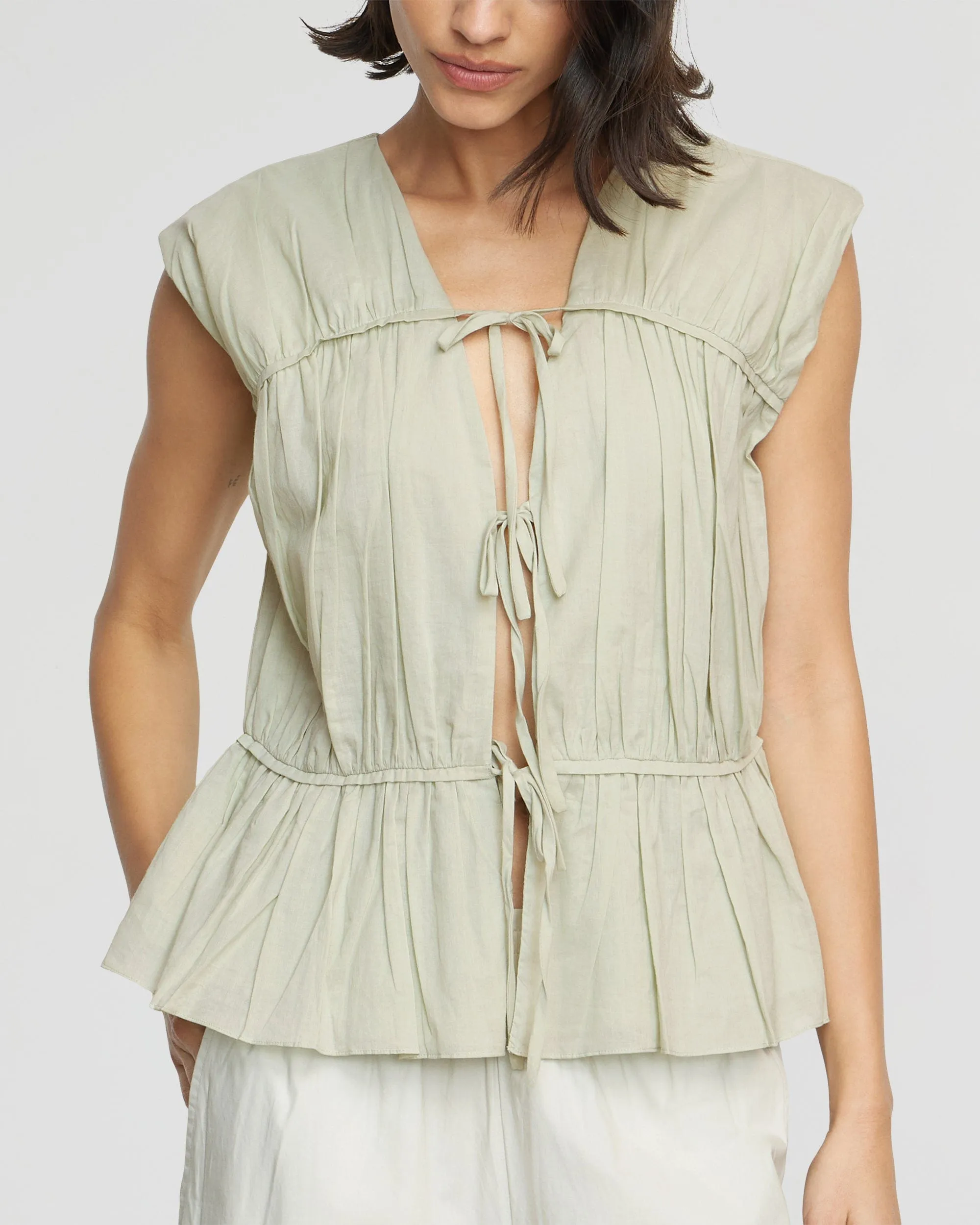 Neha Tie-Front Tiered Blouse