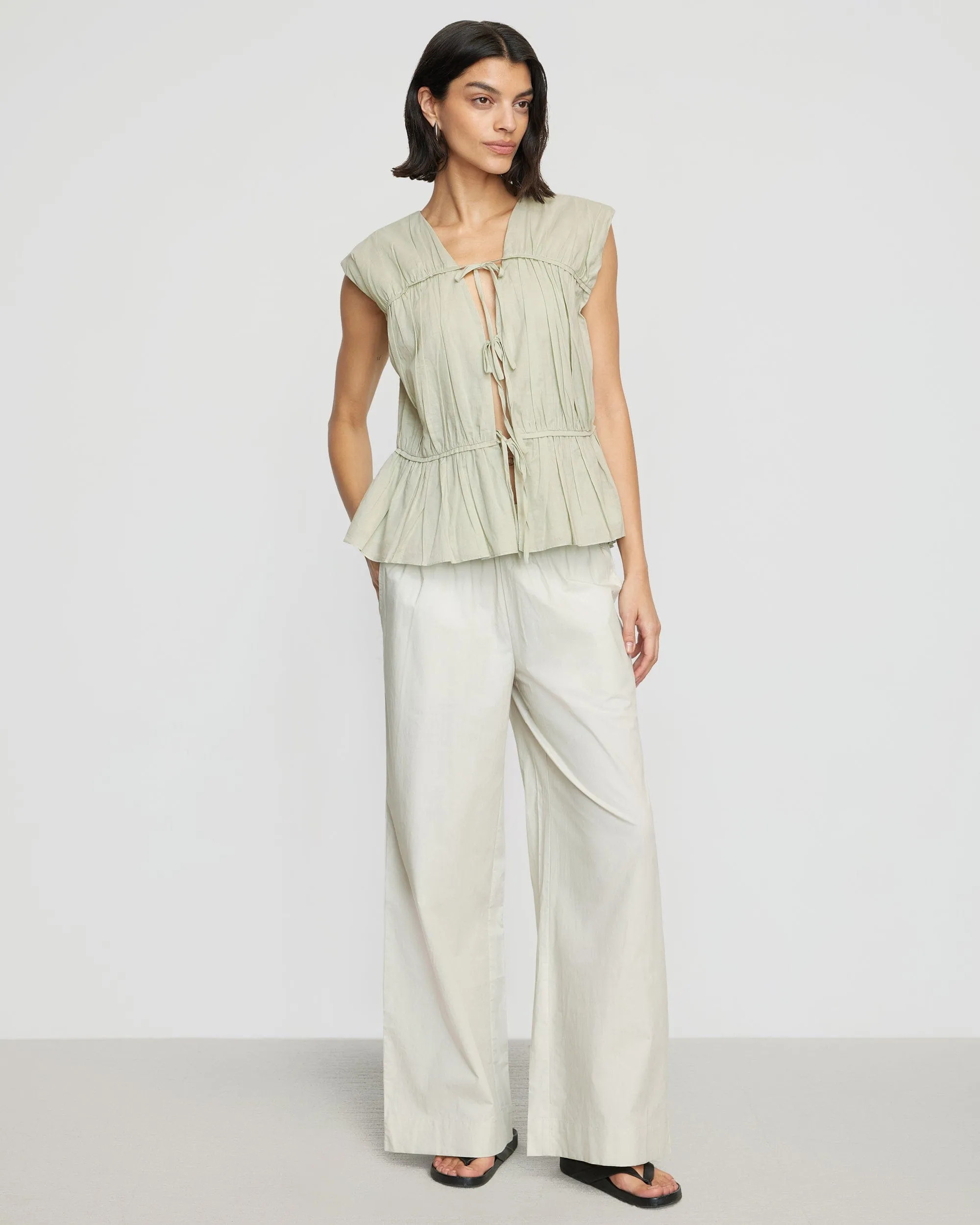 Neha Tie-Front Tiered Blouse