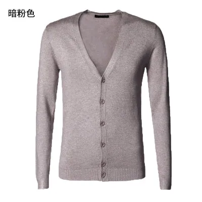 New spring men's slim cardigan woolen metrosexual man knitted cardigan European style solid color long sleeve knitwear J755