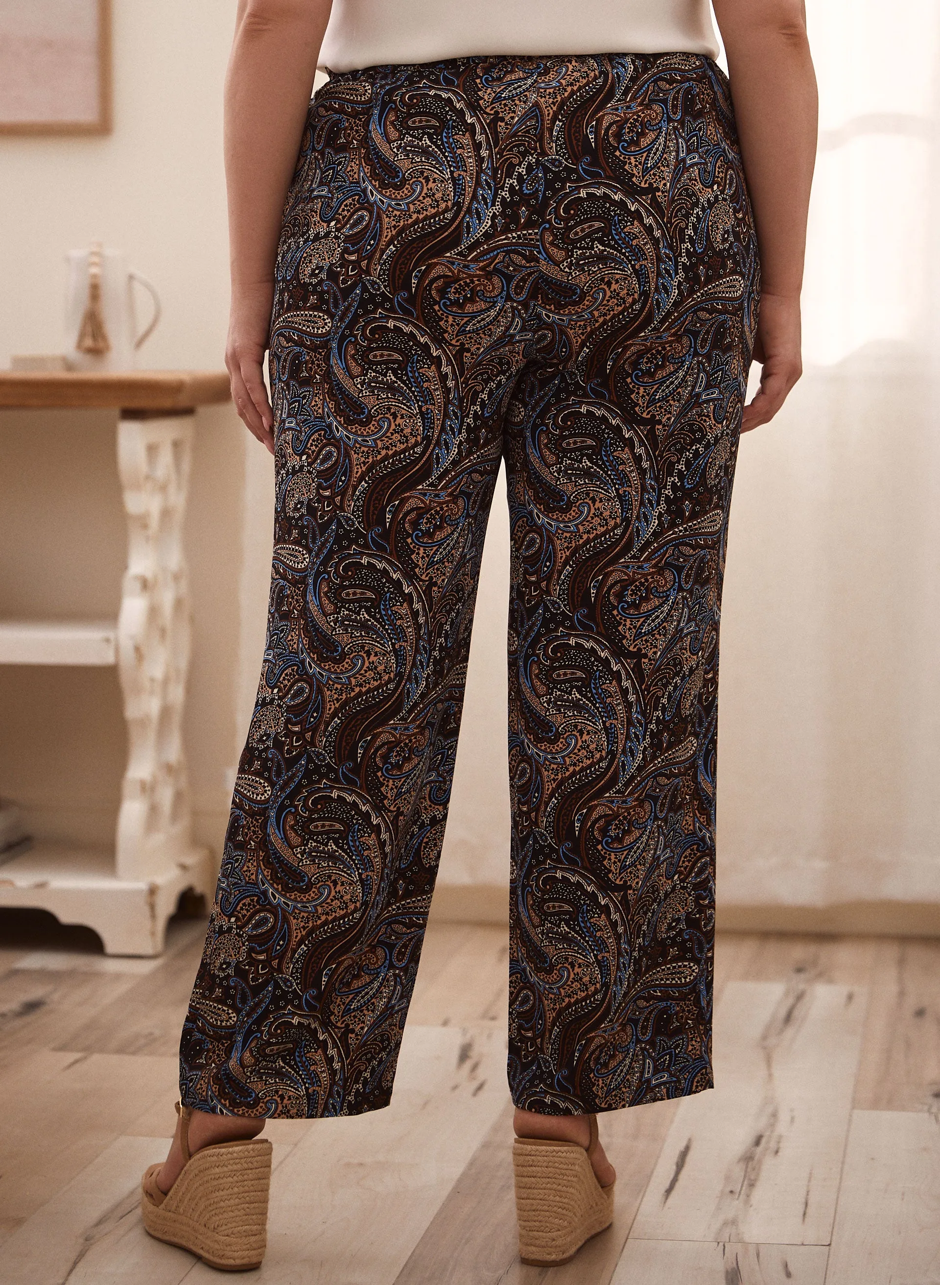 Paisley Print Wide Leg Pants