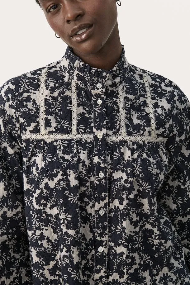 Part Two LeoluPW Floral Shirt in Dark Navy