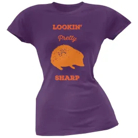 PAWS - Hedgehog Lookin' Pretty Sharp Purple Soft Juniors T-Shirt