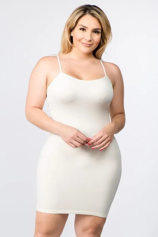 Plus Size Solid Seamless Long Cami Top/Dress