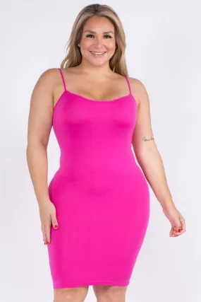 Plus Size Solid Seamless Long Cami Top/Dress