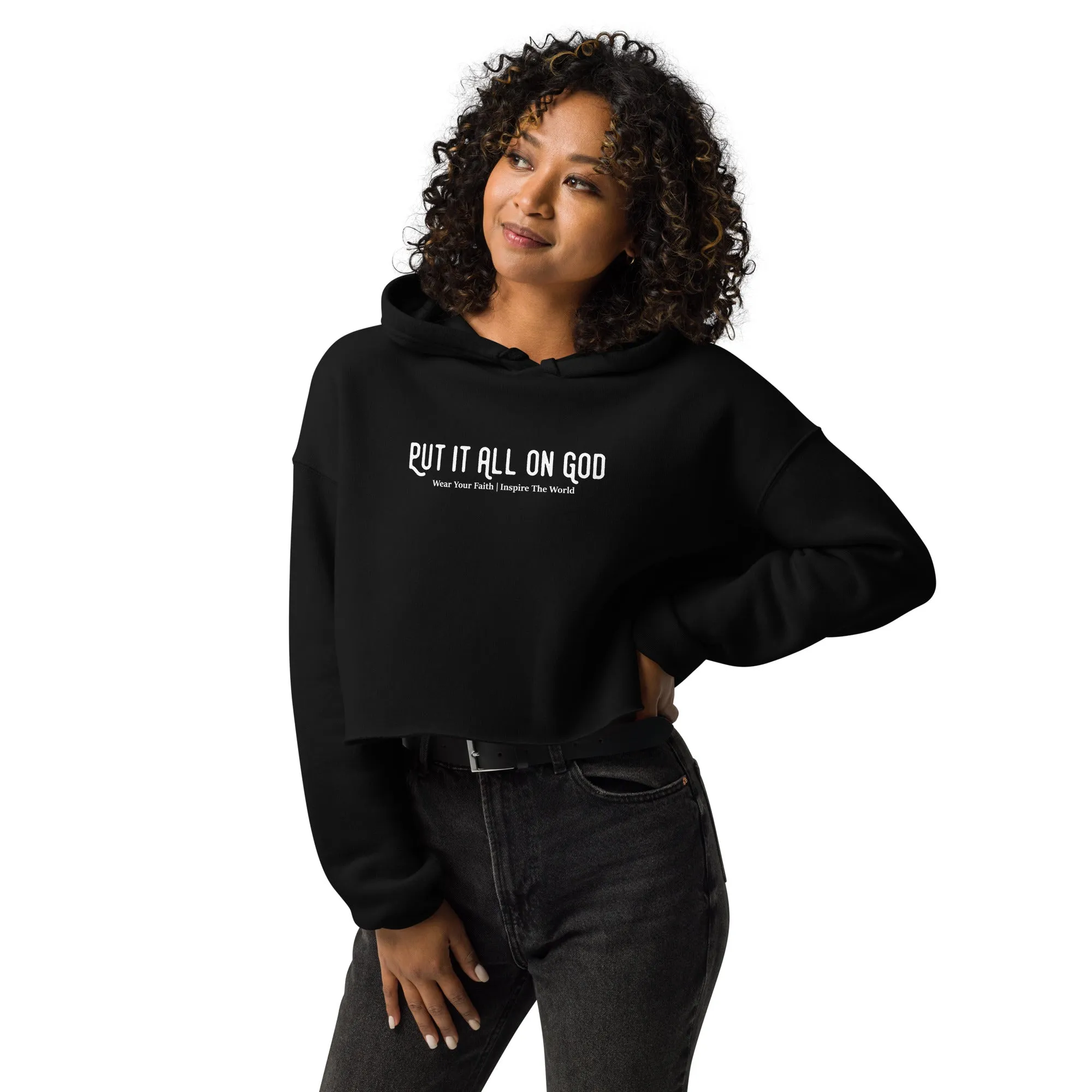 Put It All On God Crop Hoodie