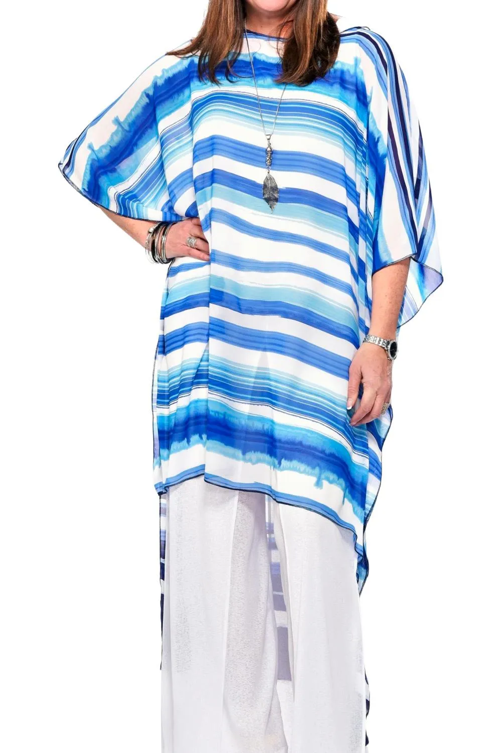 Rapz Flowy Striped Kaftan 4230 Turquoise/Blue/White