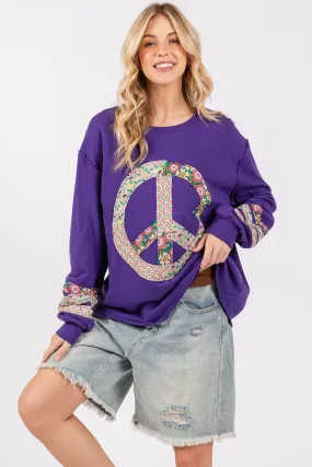 SAGE FIG Peace Applique Patch Long Sleeve Top