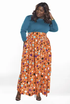 (Sample) Sherbert Polka Dot High Waist Belted Maxi Skirt- JIBRI