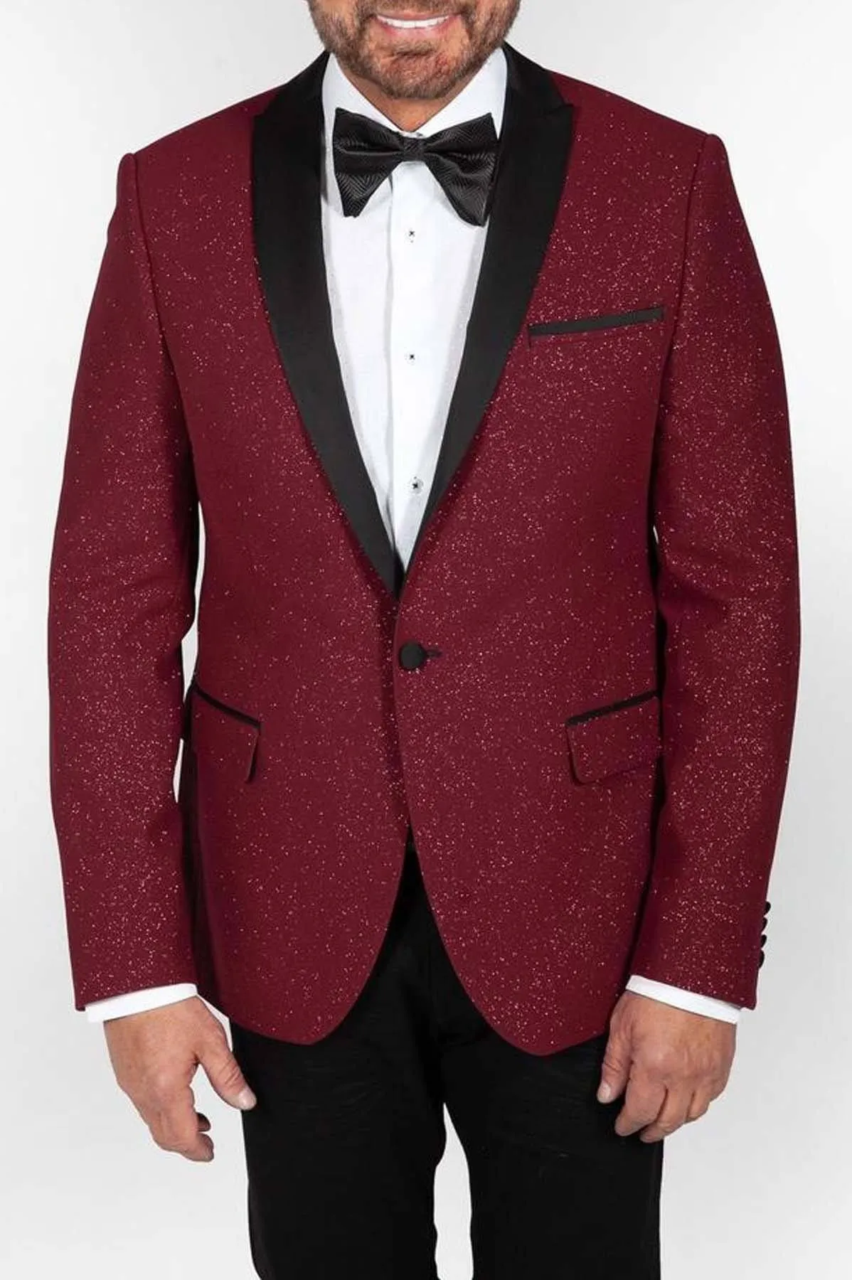 Shawl Lapel Red Sparkle Jacket