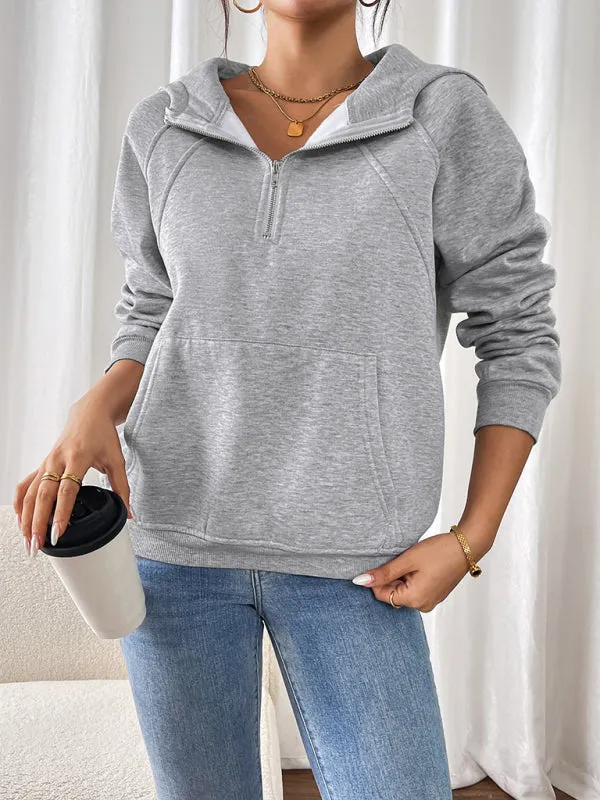 Trendy Heather Grey Hooded Sweatshirt for Women