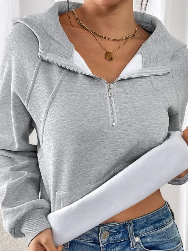 Trendy Heather Grey Hooded Sweatshirt for Women