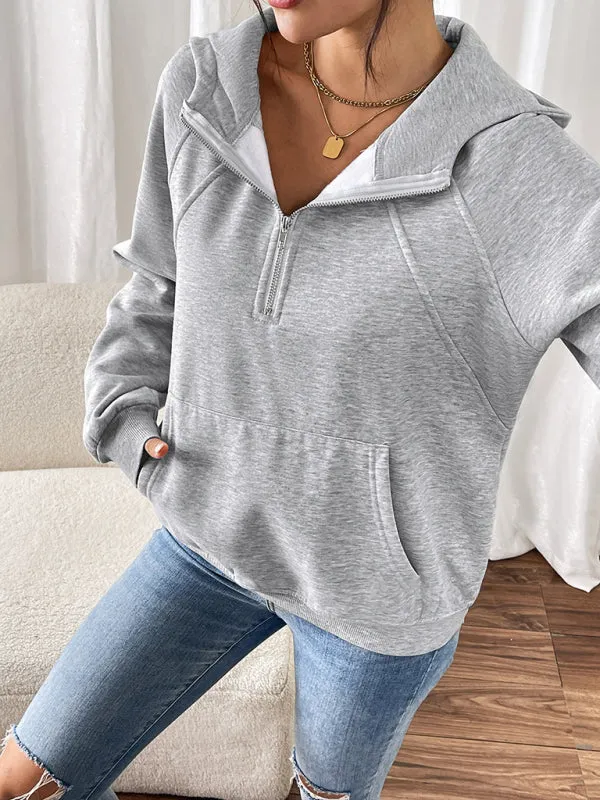 Trendy Heather Grey Hooded Sweatshirt for Women