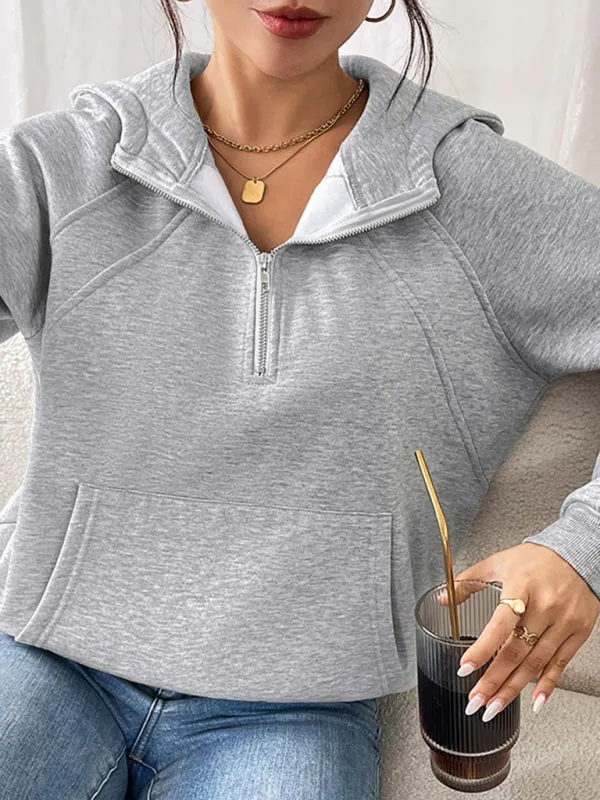 Trendy Heather Grey Hooded Sweatshirt for Women