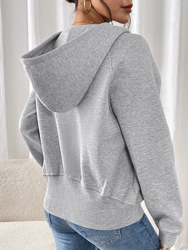 Trendy Heather Grey Hooded Sweatshirt for Women