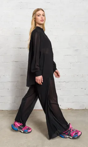 Two-piece Set of Sheer Pleated Pants