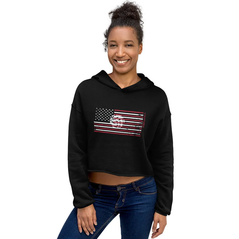 VBAmerica Ball Flag Crop Hoodie