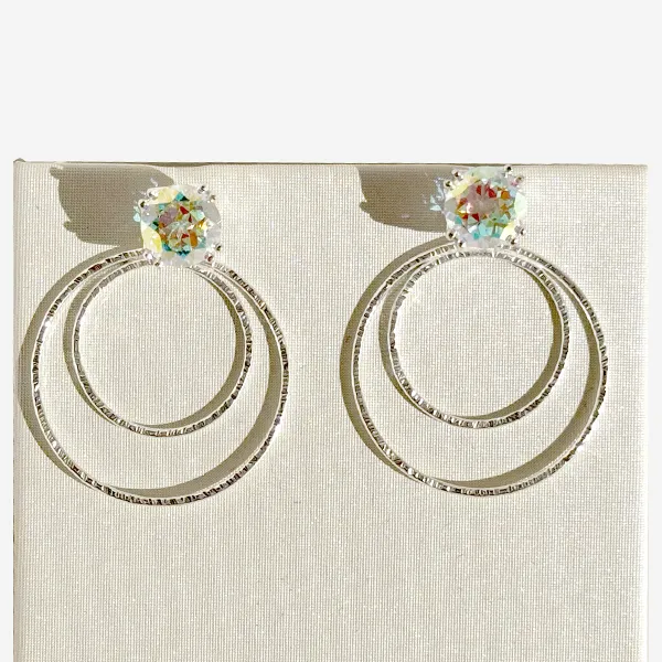 Versatile 4 Carat Gemstone Topaz Studs with Argentium Silver Round Hoop Earring Jackets - 3 Color Options