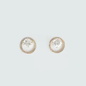 Versatile White Sapphire Stud Earrings Designed with Dainty 14k Gold Earring Jackets