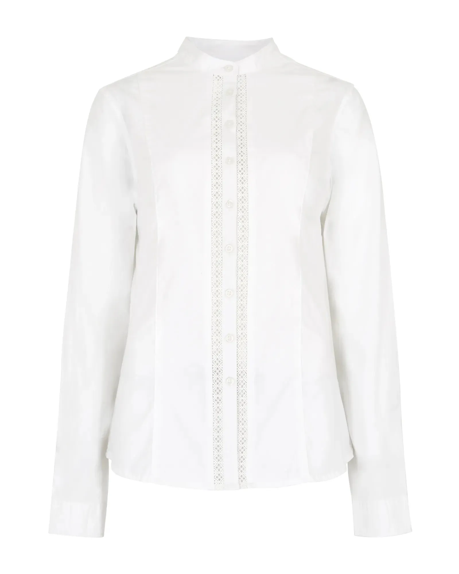 Waterlily Ladies Mandarin Collar Shirt - White