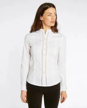 Waterlily Ladies Mandarin Collar Shirt - White