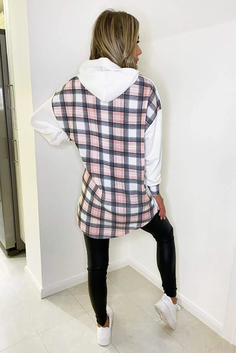 White Check Back Hoodie