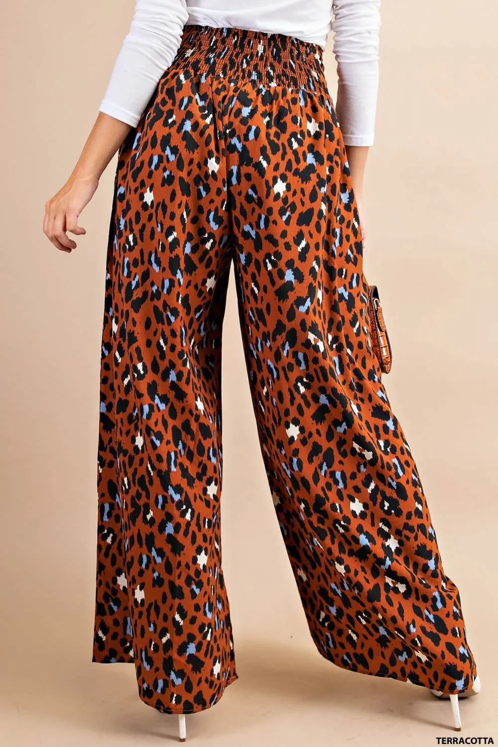 Wide-Leg with High Rise Waist Tied Front Detail Pants