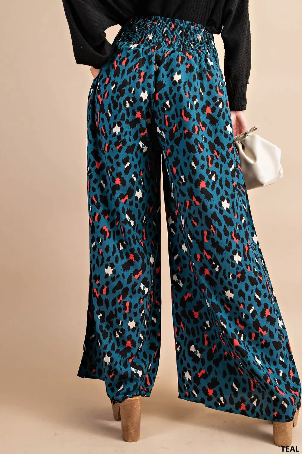 Wide-Leg with High Rise Waist Tied Front Detail Pants