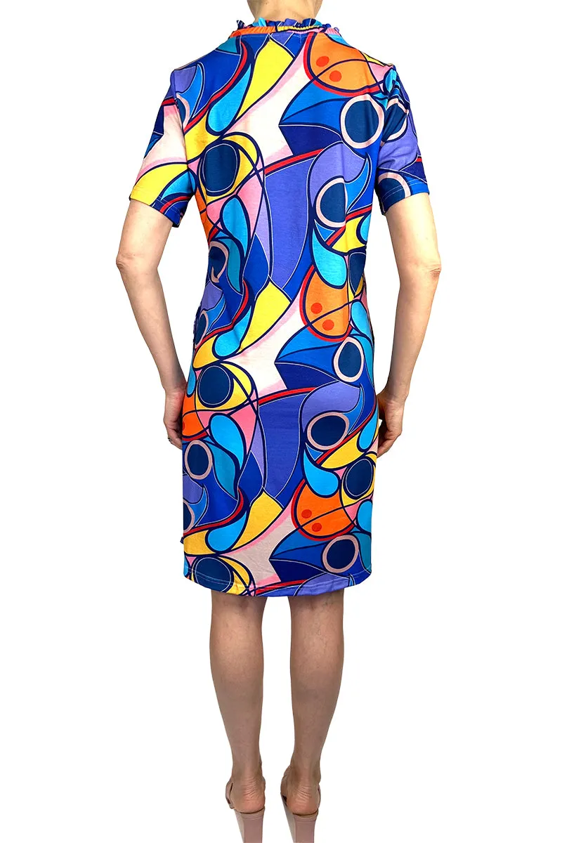 Women's Dress colorful print with side pockets comfortable jersey knit size s-xxlarge