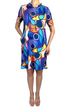 Women's Dress colorful print with side pockets comfortable jersey knit size s-xxlarge